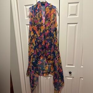 Multi Colored Sheer Long Vest, One Size, fits most